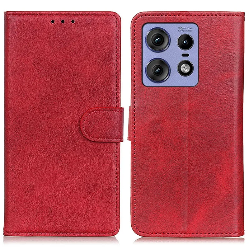 For Motorola Edge 50 Pro 5G Wallet Case Cowhide Texture Leather Shockproof Cover - Red