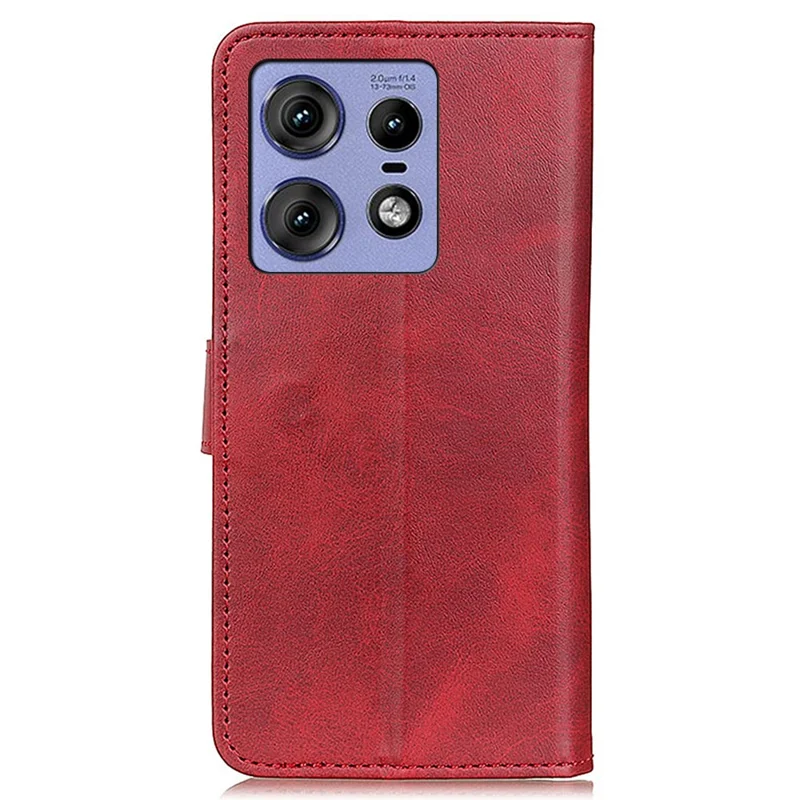 For Motorola Edge 50 Pro 5G Wallet Case Cowhide Texture Leather Shockproof Cover - Red