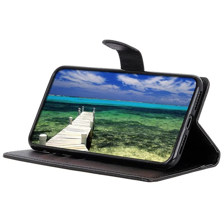 Para el Motorola Edge 50 Pro 5G Funda Tarjetero Billetera Cuero PU Textura Litchi Folio Cubierta - Negro