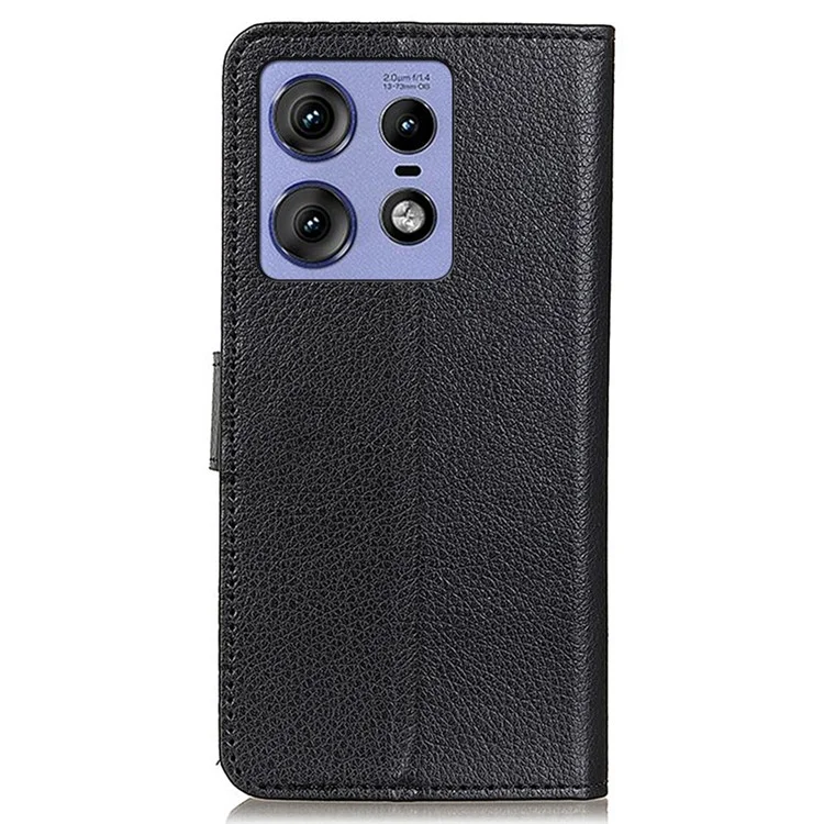 Para el Motorola Edge 50 Pro 5G Funda Tarjetero Billetera Cuero PU Textura Litchi Folio Cubierta - Negro