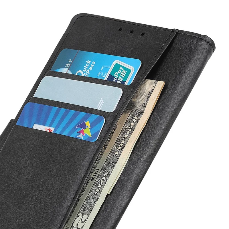 For Sony Xperia 10 VI Case Cowhide Texture Leather + TPU Phone Wallet Cover - Black