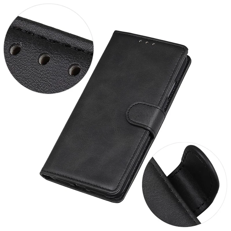 For Sony Xperia 10 VI Case Cowhide Texture Leather + TPU Phone Wallet Cover - Black