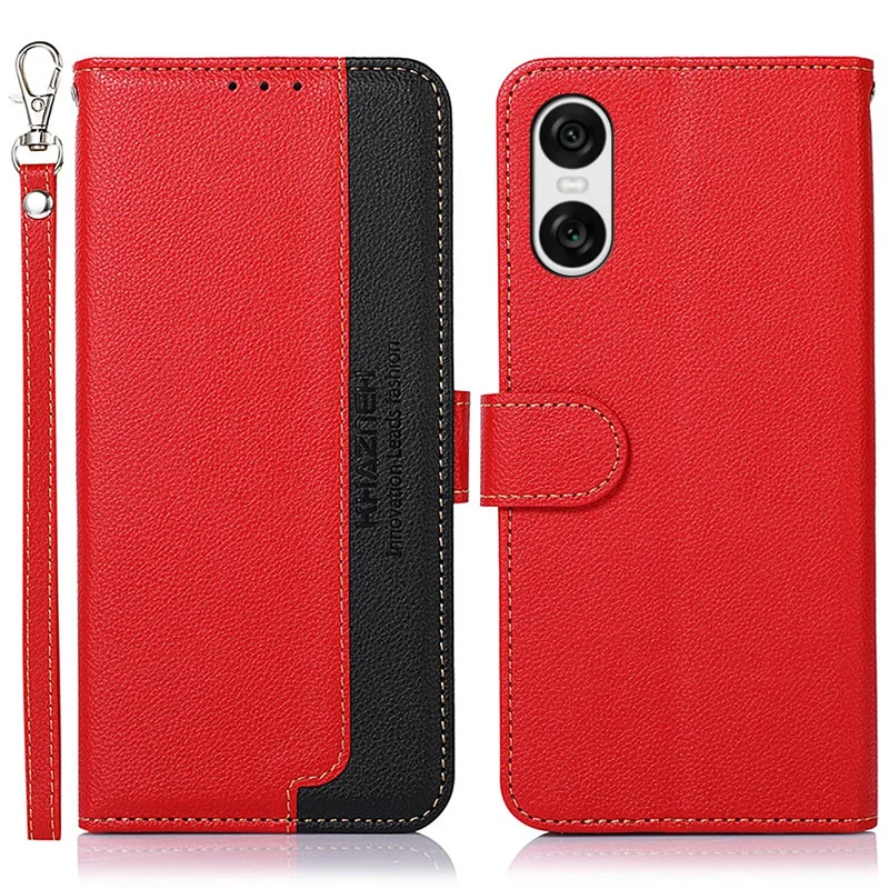 KHAZNEH For Sony Xperia 10 VI Case RFID Blocking Wallet Leather Flip Phone Cover - Red