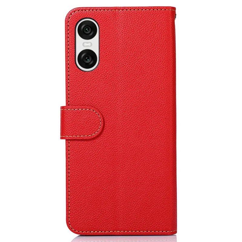 KHAZNEH For Sony Xperia 10 VI Case RFID Blocking Wallet Leather Flip Phone Cover - Red