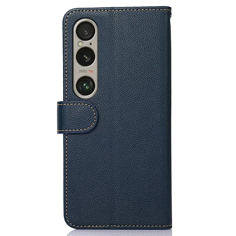 KHAZNEH Para Sony Xperia 1 VI Caso RFID Blocking Stand Wallet Leather Phone Cover - Azul