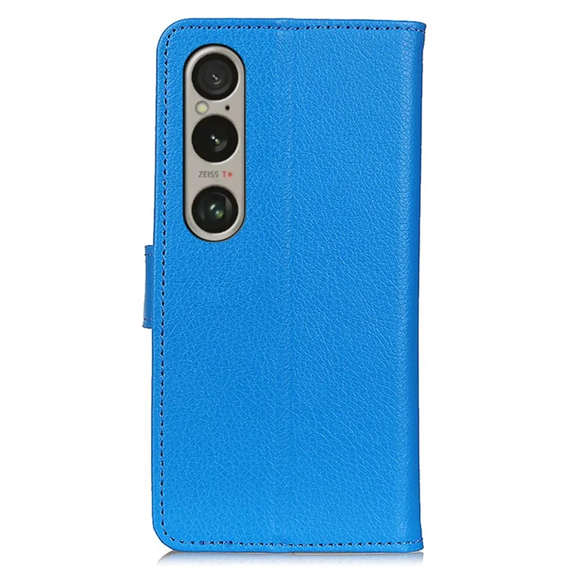 For Sony Xperia 1 VI Magnetic Clasp Leather Case Wallet Phone Cover with Litchi Texture - Blue