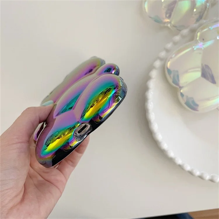 For iPhone 14 Pro Cover Color Plating Bear Shape Flexible TPU Cell Phone Case - Black