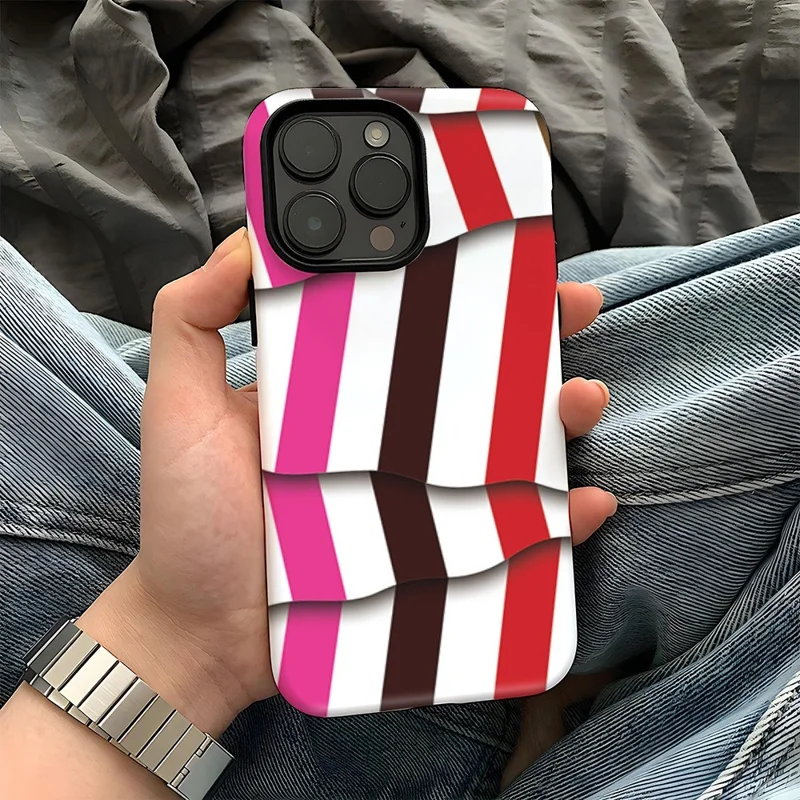 Voor iPhone 15 Pro Max Hoesje Onregelmatige Strepen / Rasterpatroon Uitneembare 2-in-1 Acryl+TPU Hoes - 606