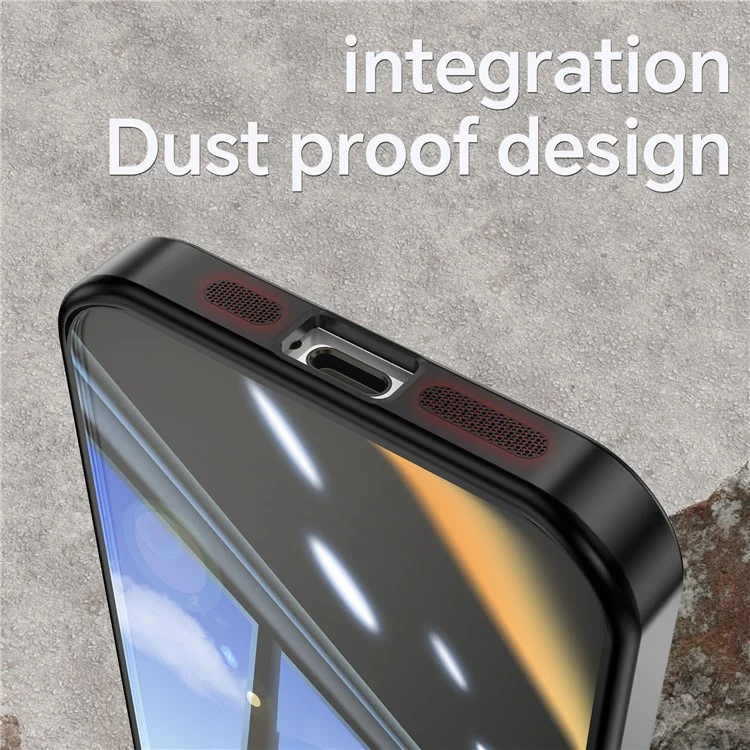 Pour iPhone 14 Pro Max Cellphone Cover TPU + Étui de protection en acrylique antichoc avec film de protection de l'objectif - Noir