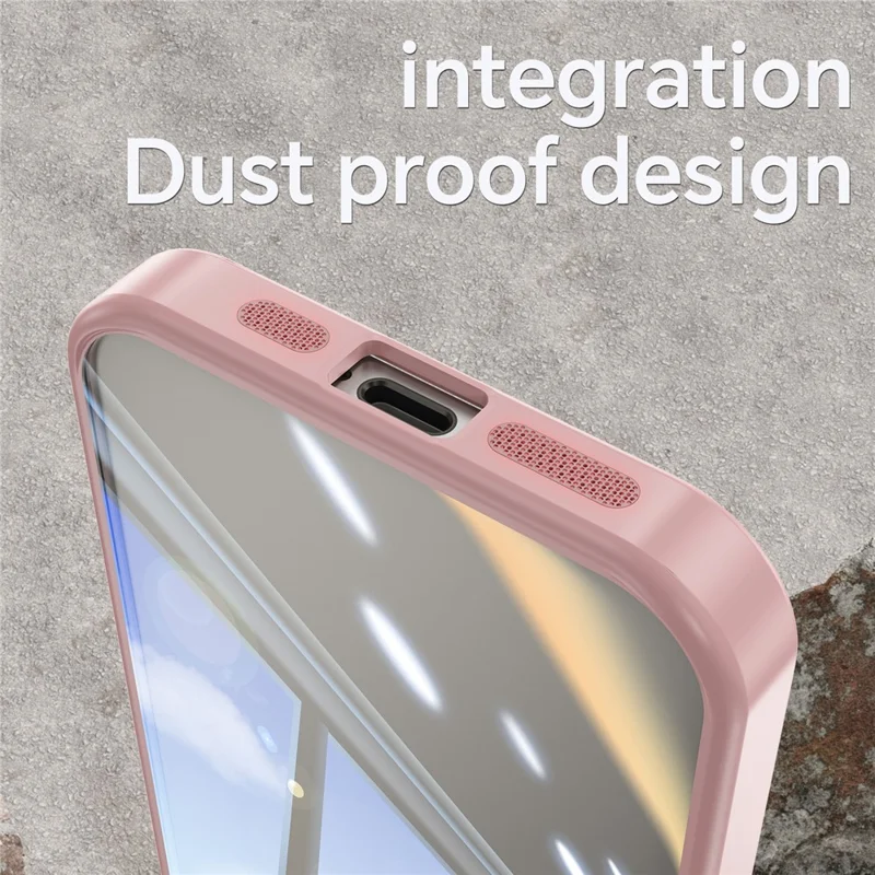 For iPhone 15 Pro Case Acrylic+TPU Phone Shell Metal Lens Frame Cell Phone Cover - Pink