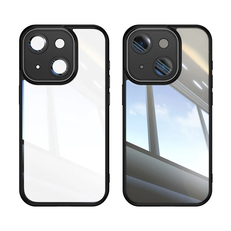 For iPhone 14 Case All-Inclusive TPU + Acrylic Phone Case with Lens Film - Black