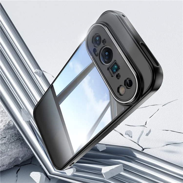 Para Google Pixel 9 Pro Case Cantos Almofada de Ar Anti Queda TPU + Capa de Telefone Acrílica - Preto