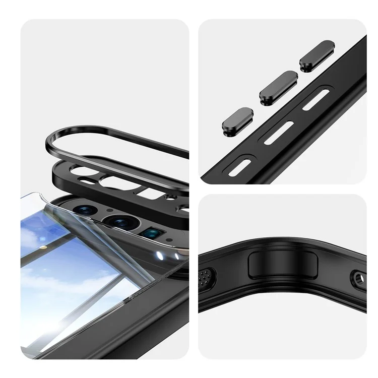 Para Google Pixel 9 Pro Case Cantos Almofada de Ar Anti Queda TPU + Capa de Telefone Acrílica - Preto