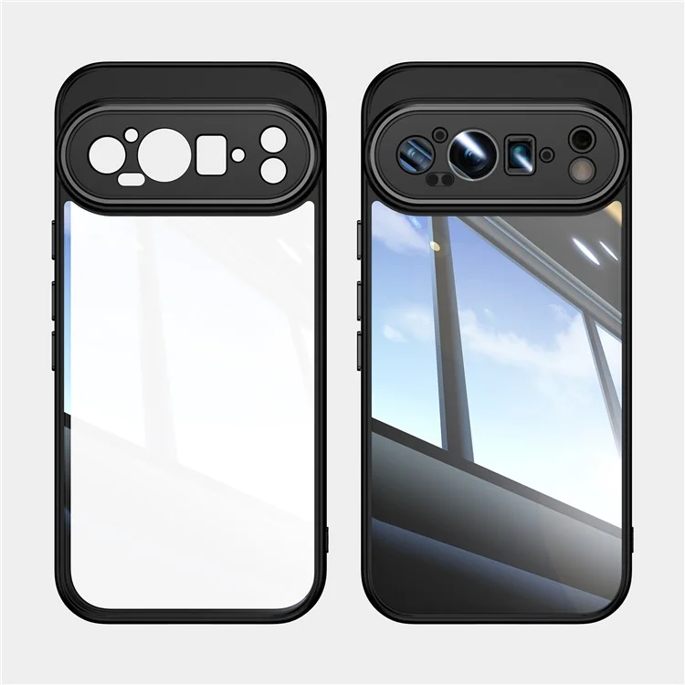 Para Google Pixel 9 Pro Case Cantos Almofada de Ar Anti Queda TPU + Capa de Telefone Acrílica - Preto