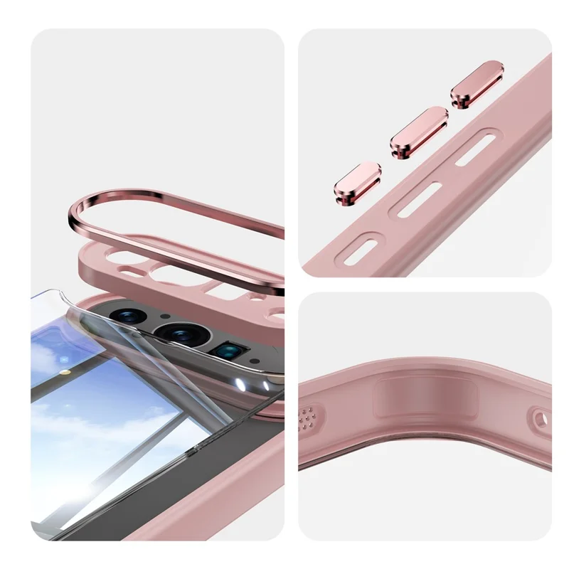 For Google Pixel 9 Pro XL Case Metal Buttons TPU + Acrylic Airbag Protective Cover - Pink
