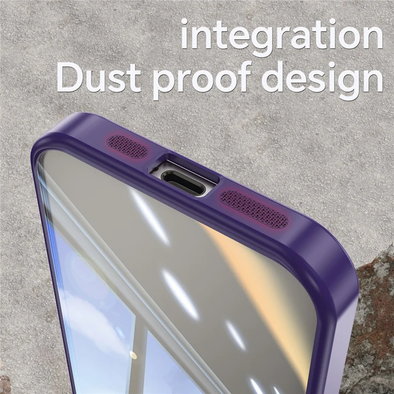 For iPhone 12 Case Camera Protection Metal Buttons TPU + Acrylic Anti-Scratch Phone Cover - Dark Purple