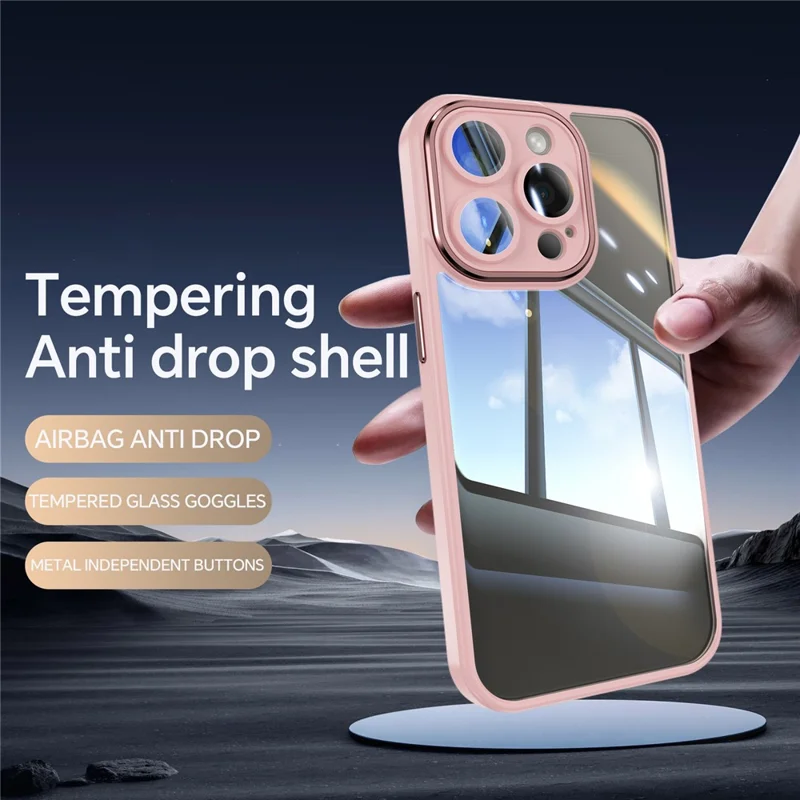 For iPhone 12 Pro 6.1 inch Case Drop-resistant TPU + Acrylic Cell Phone Shell with Lens Film - Pink