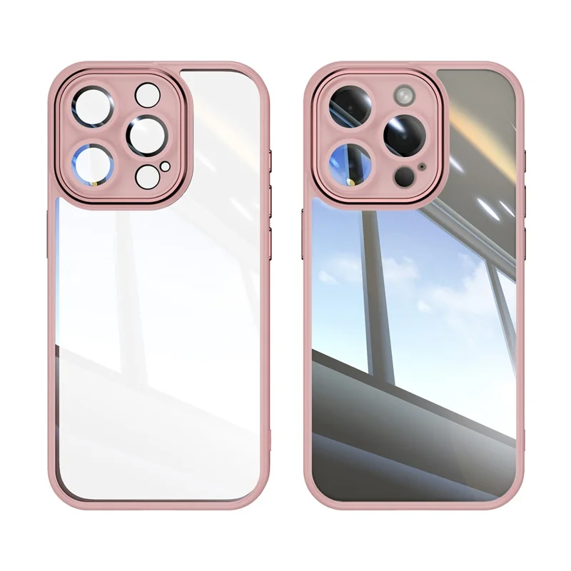 For iPhone 12 Pro 6.1 inch Case Drop-resistant TPU + Acrylic Cell Phone Shell with Lens Film - Pink