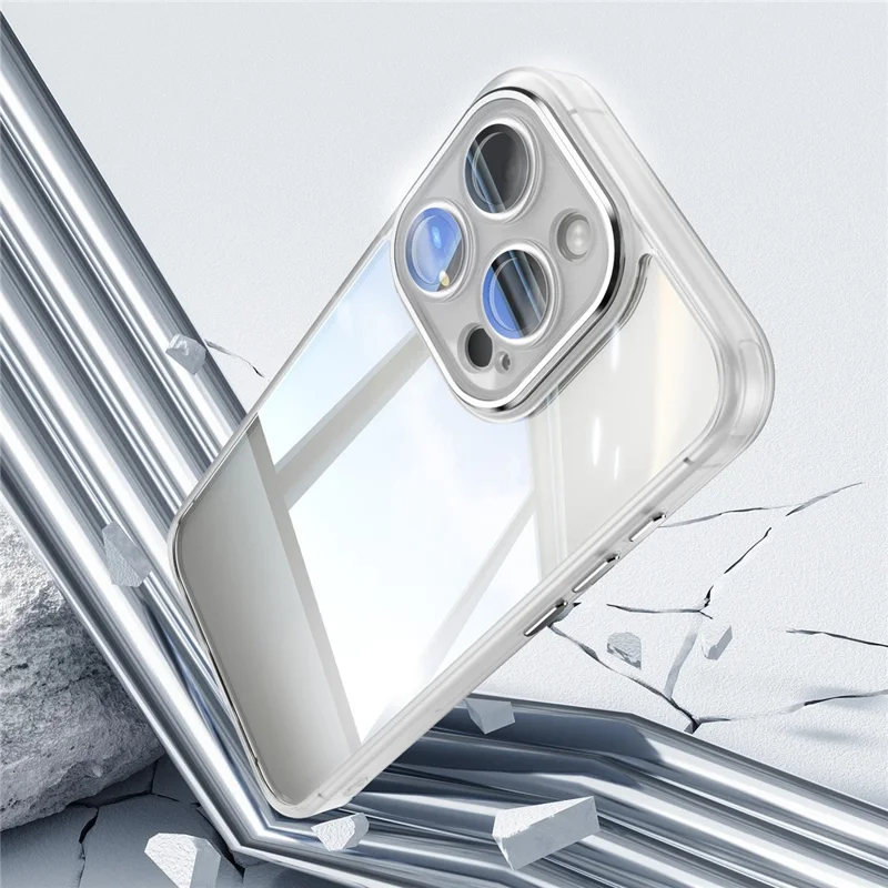 Funda para iPhone 12 Pro de 6.1 pulgadas de grosor resistente a los golpes con carcasa de TPU + acrílico y película de lente - Blanco transparente