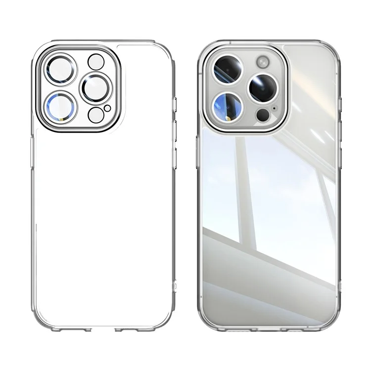 Funda para iPhone 12 Pro de 6.1 pulgadas de grosor resistente a los golpes con carcasa de TPU + acrílico y película de lente - Blanco transparente