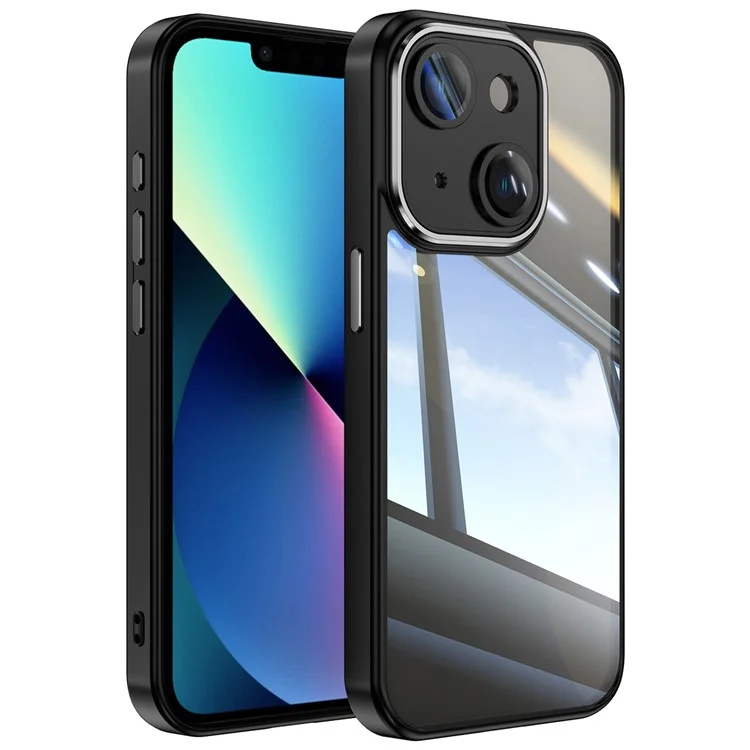 For iPhone 13 6.1 inch Case TPU + Acrylic Airbag Shockproof Built-in Lens Film Phone Cover - Black
