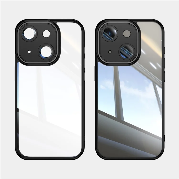 For iPhone 13 6.1 inch Case TPU + Acrylic Airbag Shockproof Built-in Lens Film Phone Cover - Black