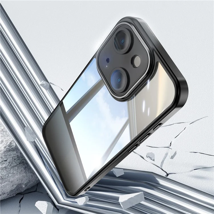 For iPhone 13 6.1 inch Case TPU + Acrylic Airbag Shockproof Built-in Lens Film Phone Cover - Black