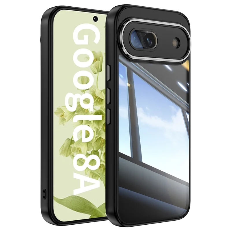 For Google Pixel 8a Case Metal+TPU + Acrylic Anti-Scratch Phone Cover - Black