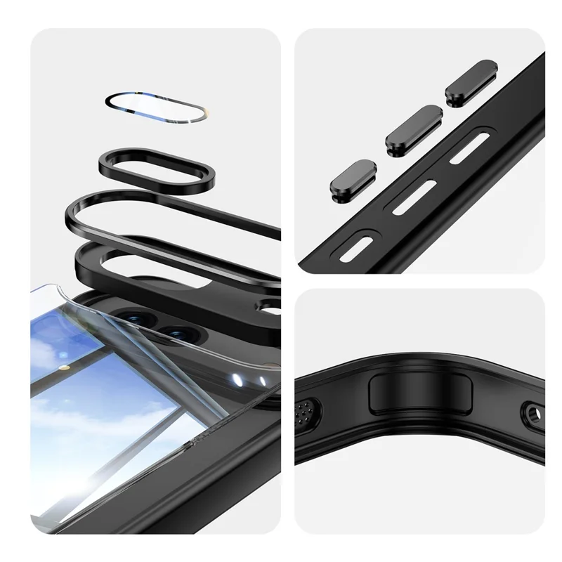 For Google Pixel 8a Case Metal+TPU + Acrylic Anti-Scratch Phone Cover - Black