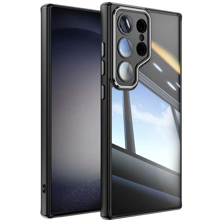 For Samsung Galaxy S23 Ultra Case Drop-Proof TPU + Acrylic Phone Cover Integrated Lens Film - Black
