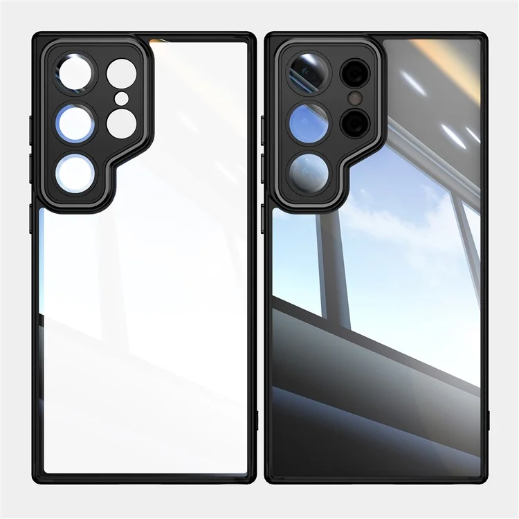 For Samsung Galaxy S23 Ultra Case Drop-Proof TPU + Acrylic Phone Cover Integrated Lens Film - Black
