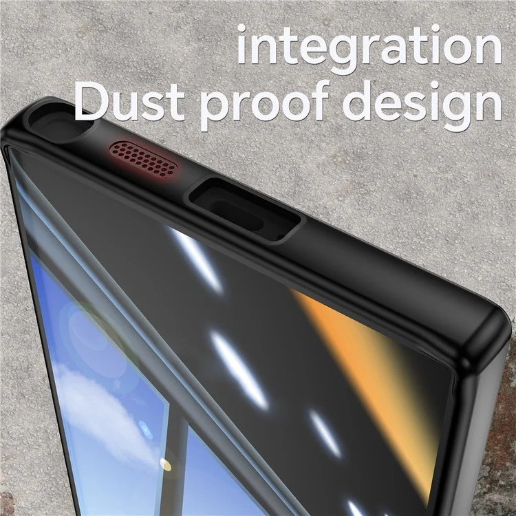 For Samsung Galaxy S23 Ultra Case Drop-Proof TPU + Acrylic Phone Cover Integrated Lens Film - Black