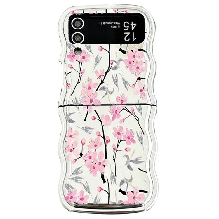 Pour Samsung Galaxy Z Flip3 5G Étui Motif Fleur Électroplaqué Bord Ondulé Étui Téléphone Souple TPU - Feuille et Fleur