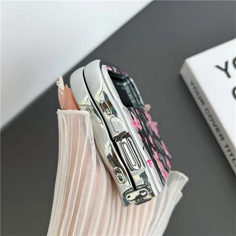 Pour Samsung Galaxy Z Flip3 5G Étui Motif Fleur Électroplaqué Bord Ondulé Étui Téléphone Souple TPU - Feuille et Fleur