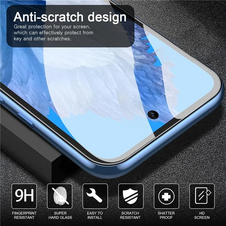 Pour étui Google Pixel 8a, étui TPU transparent avec film en verre trempé 2,5D 3 pièces