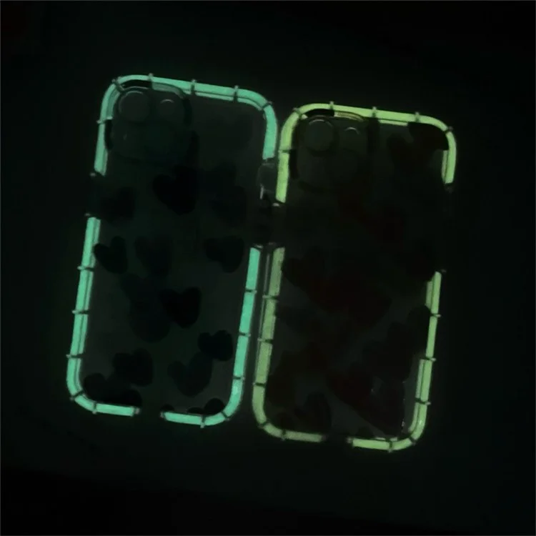 For iPhone 15 Anti-Drop TPU Cover Luminous Graffiti Heart Pattern Phone Case - Purple