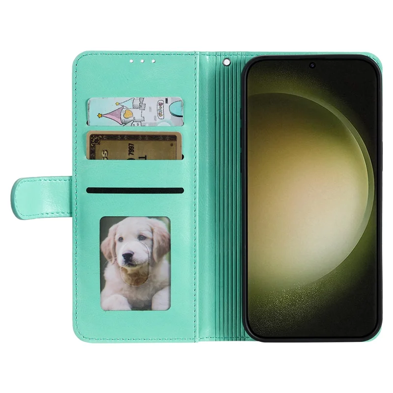 013 For Samsung Galaxy M55 5G / C55 5G / F55 5G Shockproof Case Leather Phone Cover with 6 Card Slots - Mint Green