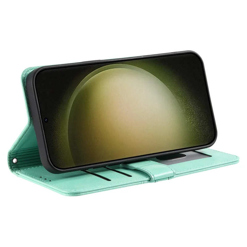 013 For Samsung Galaxy M55 5G / C55 5G / F55 5G Shockproof Case Leather Phone Cover with 6 Card Slots - Mint Green