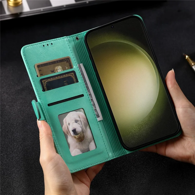 013 For Samsung Galaxy M55 5G / C55 5G / F55 5G Shockproof Case Leather Phone Cover with 6 Card Slots - Mint Green