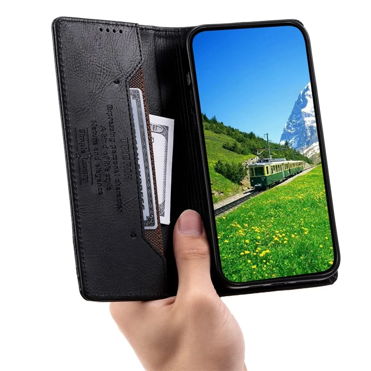 TTUDRCH Style 007 For Samsung Galaxy M55 5G / C55 5G / F55 5G Leather Wallet Case RFID Blocking Phone Cover - Black