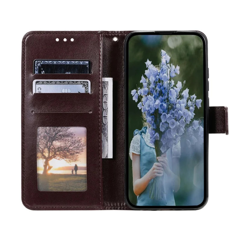 Para Samsung Galaxy M55 5G / C55 5G / F55 5G Estuches de teléfono al por mayor Funda de cartera de protección completa de cuero con correa - Marrón