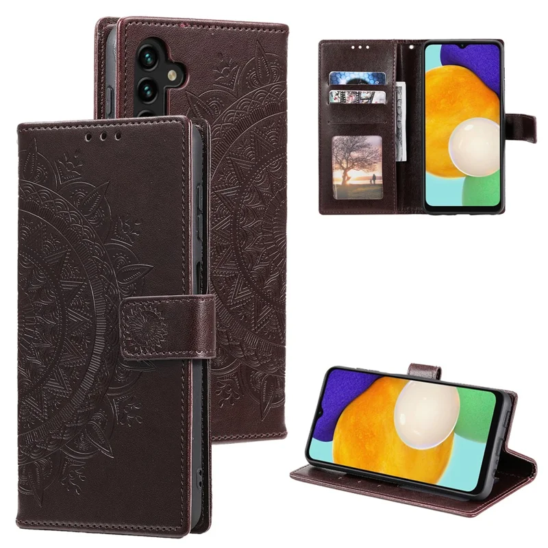 Para Samsung Galaxy M55 5G / C55 5G / F55 5G Estuches de teléfono al por mayor Funda de cartera de protección completa de cuero con correa - Marrón