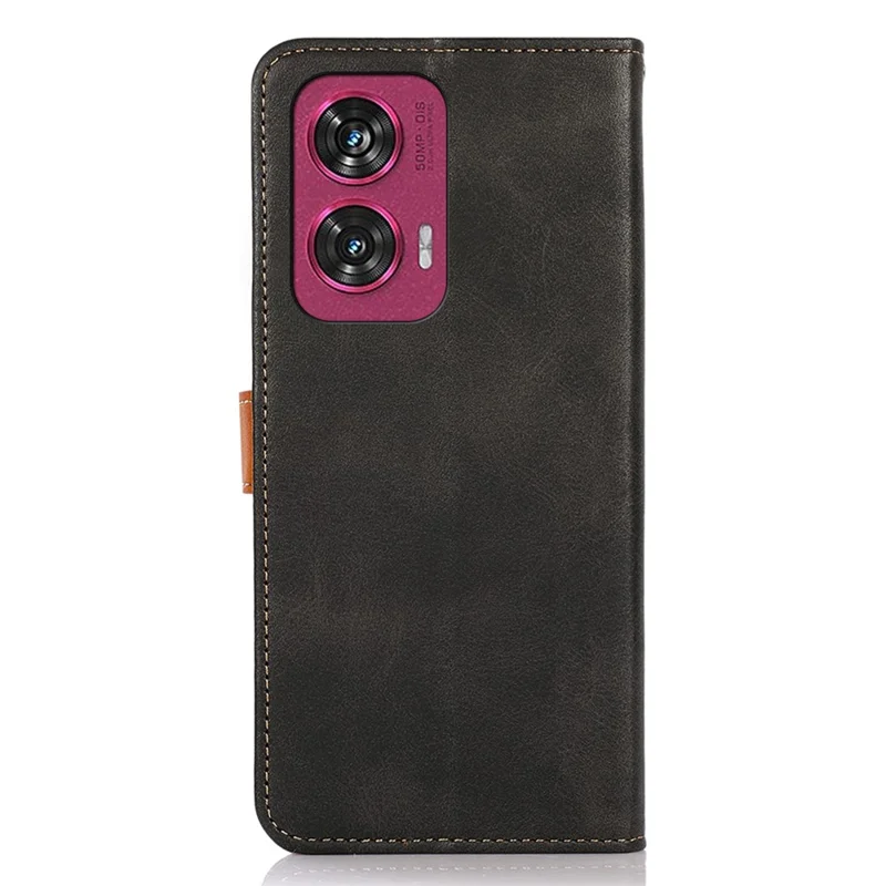 KHAZNEH For Motorola Edge 50 Fusion 5G Cell Phone Cases PU Leather Card Holder Magnetic Cover - Black