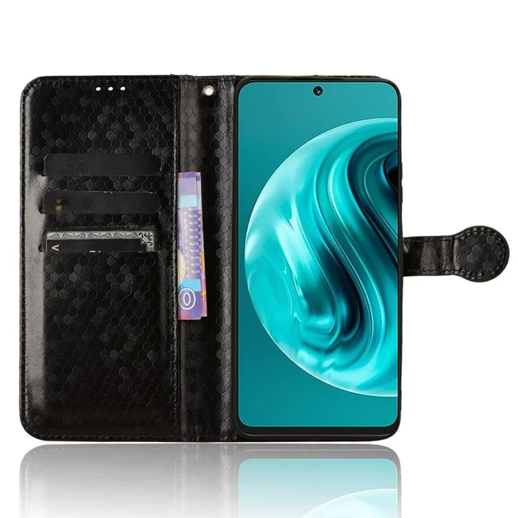 Para Huawei nova 12i 4G / Enjoy 70 Pro Capa de Carteira com Slots para Cartões e Couro Impresso com Pontos - Preto