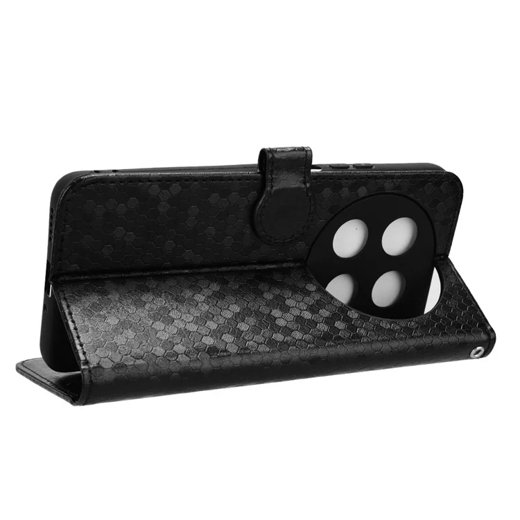 Para Huawei nova 12i 4G / Enjoy 70 Pro Capa de Carteira com Slots para Cartões e Couro Impresso com Pontos - Preto