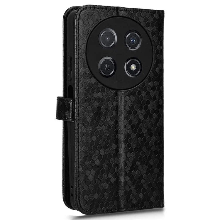 Para Huawei nova 12i 4G / Enjoy 70 Pro Capa de Carteira com Slots para Cartões e Couro Impresso com Pontos - Preto