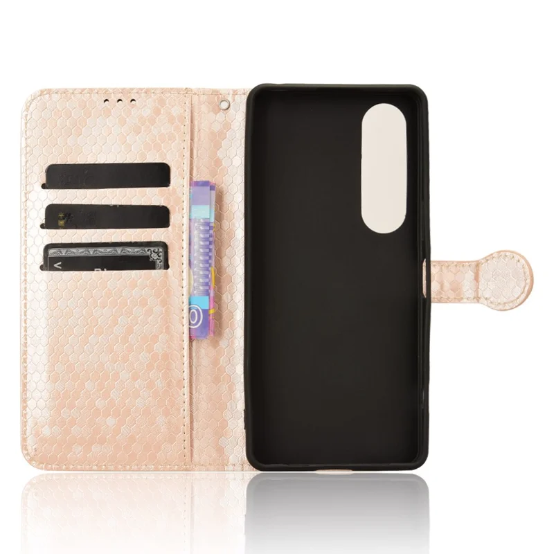 For Sony Xperia 1 VI Wallet Case Stand Leather Phone Cover Dot Imprinted - Rose Gold