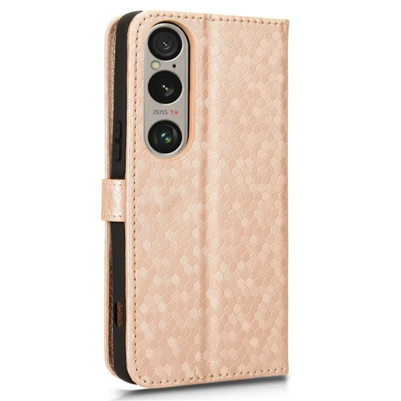 For Sony Xperia 1 VI Wallet Case Stand Leather Phone Cover Dot Imprinted - Rose Gold
