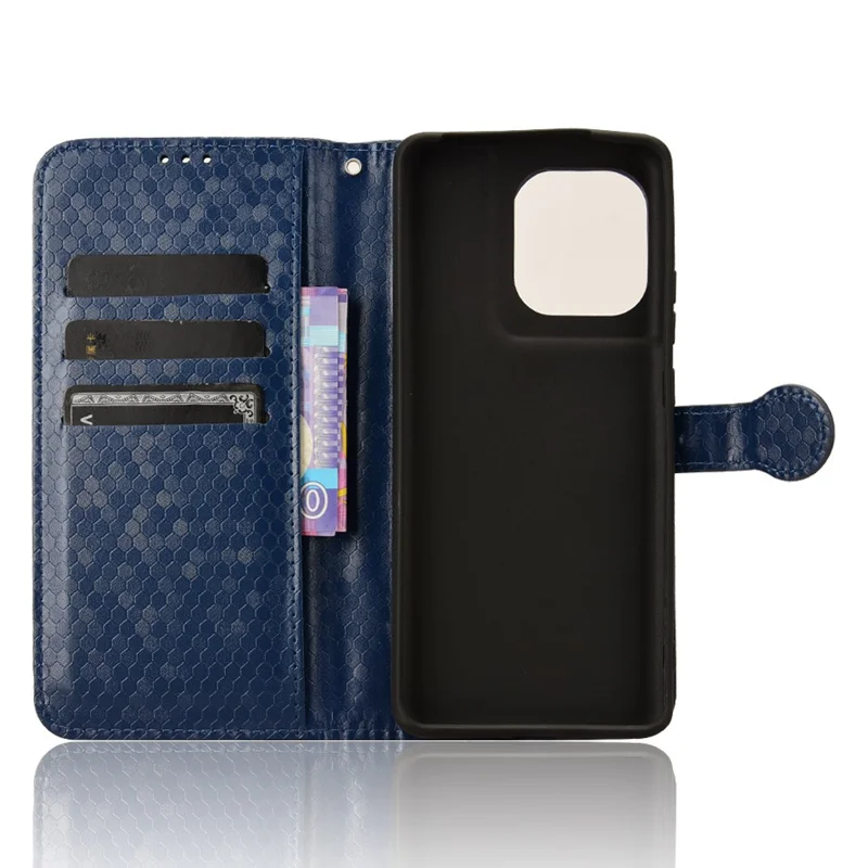 For Motorola Edge 50 Pro 5G Case Leather Card Holder Stand Phone Cover Dot Pattern Design - Dark Blue