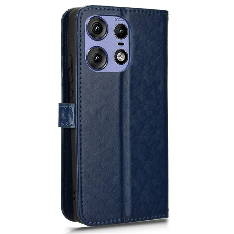 For Motorola Edge 50 Pro 5G Case Leather Card Holder Stand Phone Cover Dot Pattern Design - Dark Blue